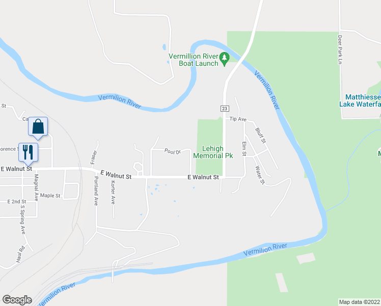 map of restaurants, bars, coffee shops, grocery stores, and more near 87 Pool Drive in Oglesby