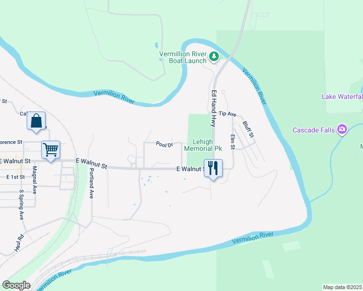 map of restaurants, bars, coffee shops, grocery stores, and more near 63 Pool Drive in Oglesby