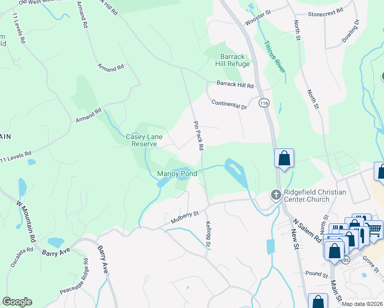 map of restaurants, bars, coffee shops, grocery stores, and more near 21 Ketcham Road in Ridgefield