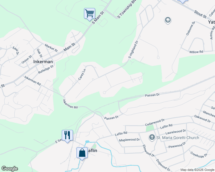 map of restaurants, bars, coffee shops, grocery stores, and more near 501-599 Charles Place in Luzerne