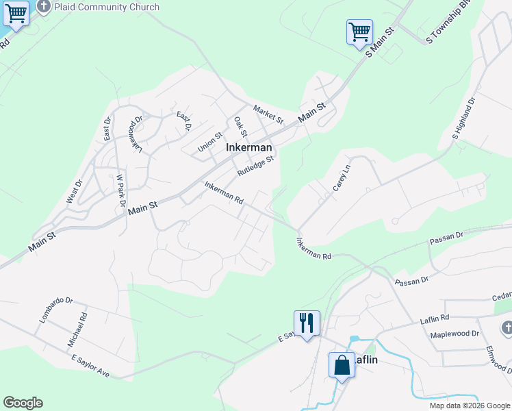 map of restaurants, bars, coffee shops, grocery stores, and more near 12 Laflin Road in Pittston