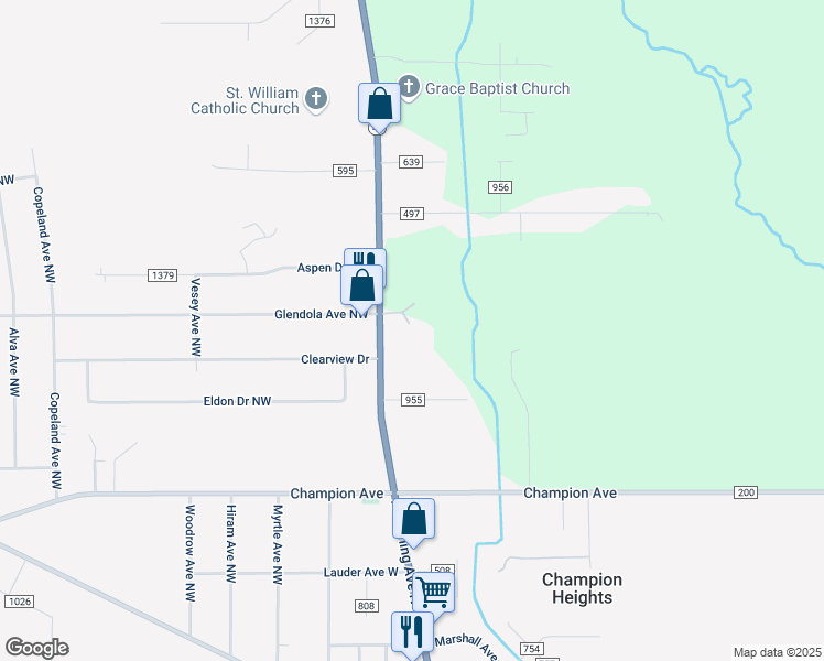 map of restaurants, bars, coffee shops, grocery stores, and more near 200 East Glendola Avenue in Warren