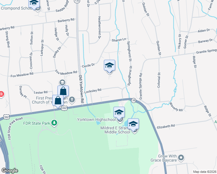 map of restaurants, bars, coffee shops, grocery stores, and more near 712 Locksley Road in Yorktown Heights