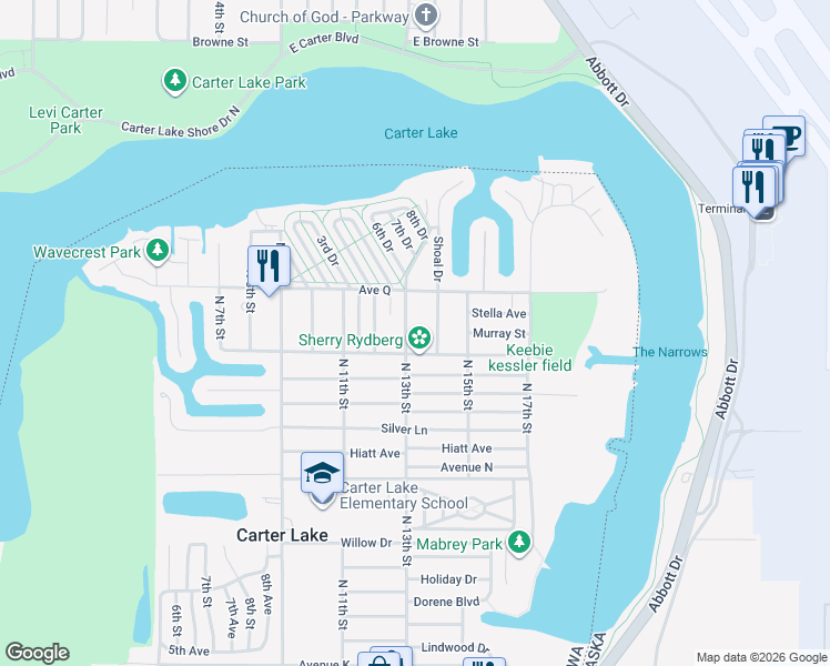 map of restaurants, bars, coffee shops, grocery stores, and more near 4311 North 13th Street in Carter Lake