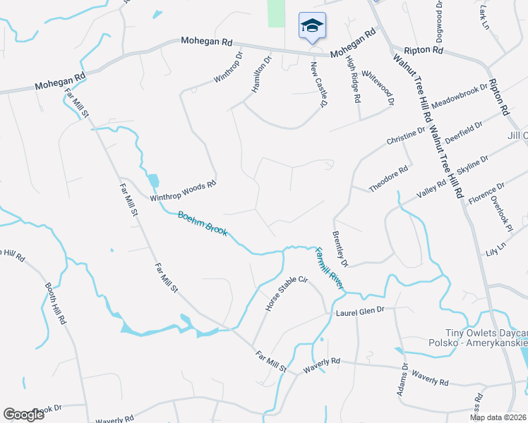 map of restaurants, bars, coffee shops, grocery stores, and more near 54 Windsor Road in Shelton