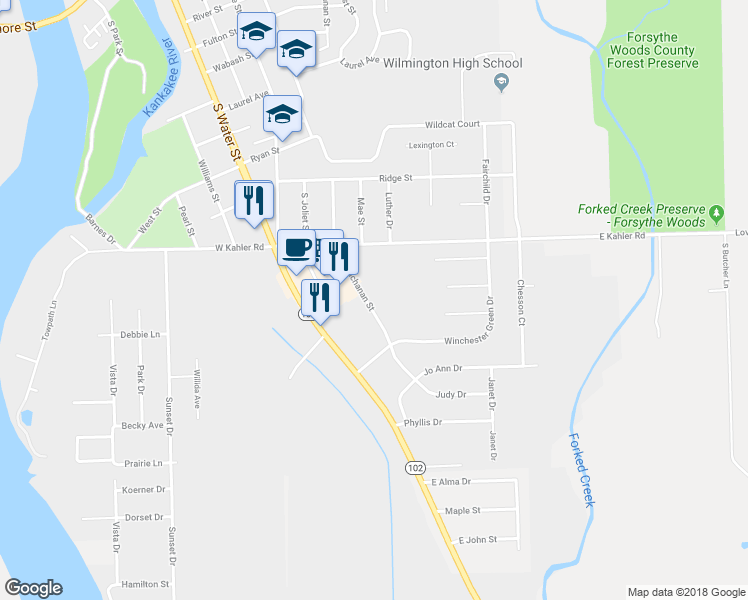 map of restaurants, bars, coffee shops, grocery stores, and more near 1181 South Buchanan Street in Wilmington