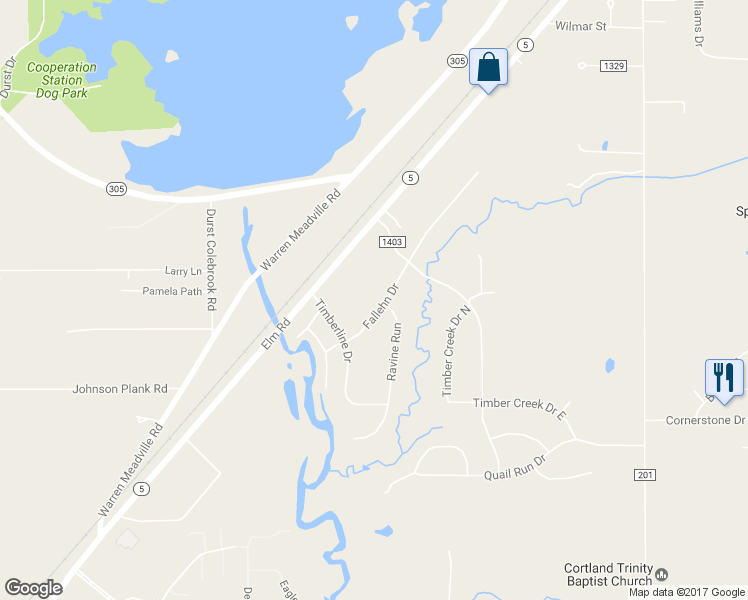 map of restaurants, bars, coffee shops, grocery stores, and more near 2877 Fallehn Drive in Cortland