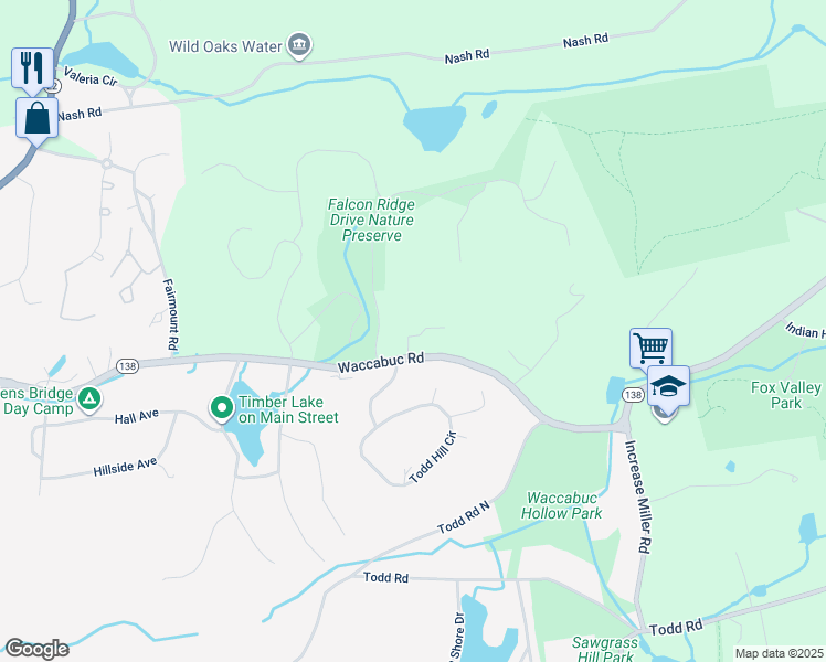 map of restaurants, bars, coffee shops, grocery stores, and more near 205 Waccabuc Road in Goldens Bridge