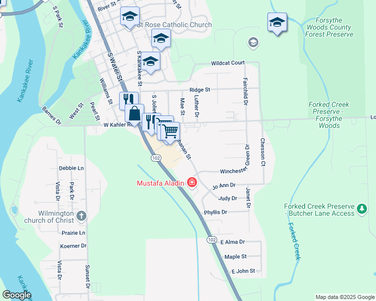 map of restaurants, bars, coffee shops, grocery stores, and more near 1181 South Buchanan Street in Wilmington
