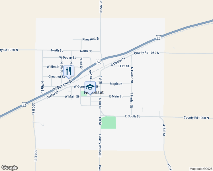 map of restaurants, bars, coffee shops, grocery stores, and more near 103 Maple Street in Neponset