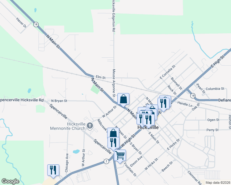 map of restaurants, bars, coffee shops, grocery stores, and more near 416 Oscar St in Hicksville