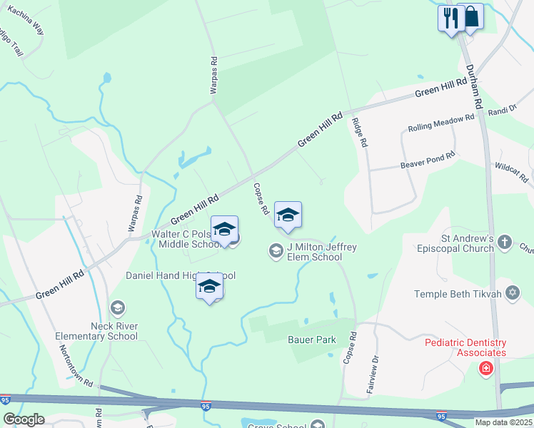 map of restaurants, bars, coffee shops, grocery stores, and more near 331 Copse Road in Madison