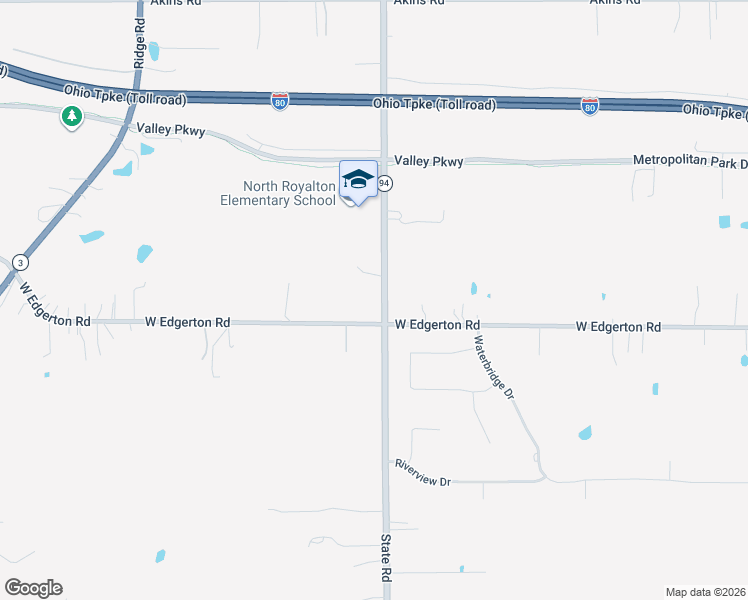 map of restaurants, bars, coffee shops, grocery stores, and more near 16830 State Road in North Royalton