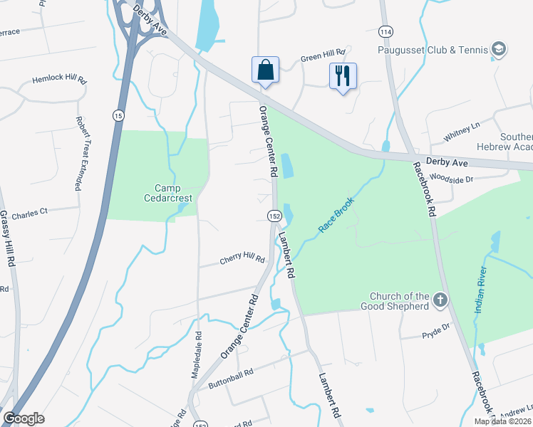 map of restaurants, bars, coffee shops, grocery stores, and more near 876 Orange Center Road in Orange