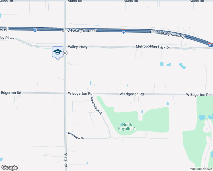 map of restaurants, bars, coffee shops, grocery stores, and more near 4974 West Edgerton Road in North Royalton