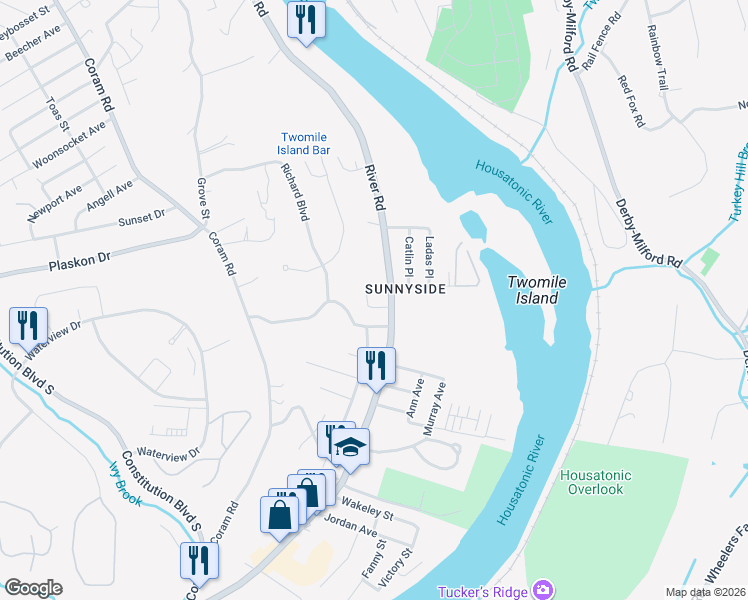 map of restaurants, bars, coffee shops, grocery stores, and more near 9 Belmont Avenue in Shelton
