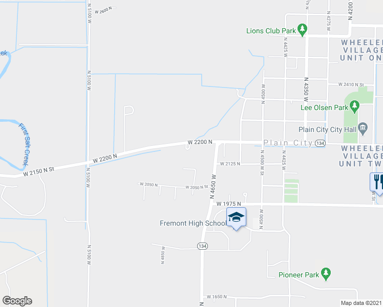 map of restaurants, bars, coffee shops, grocery stores, and more near 4737 West 2150 North in Plain City