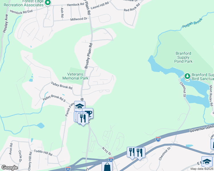 map of restaurants, bars, coffee shops, grocery stores, and more near 211 Austin Ryer Lane in Branford