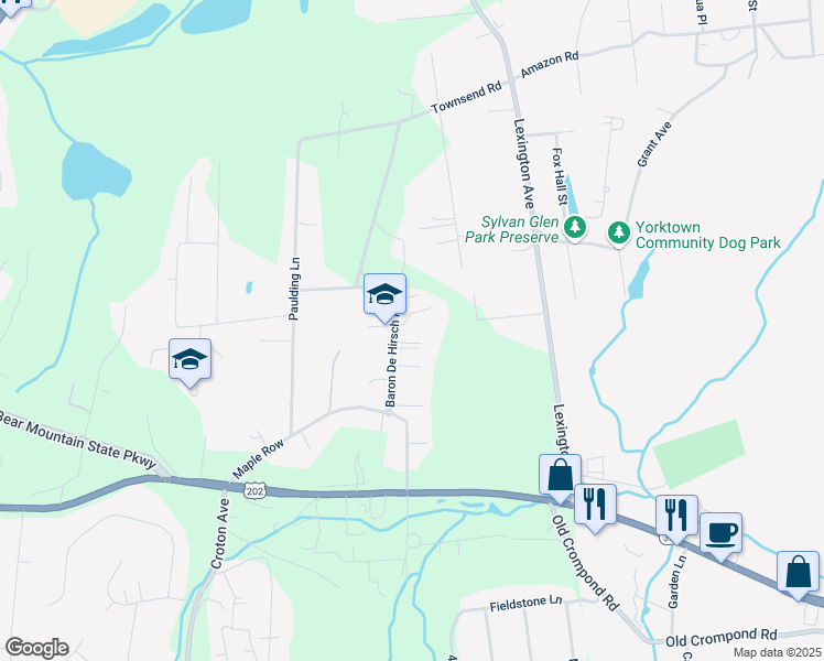 map of restaurants, bars, coffee shops, grocery stores, and more near 64 Baron De Hirsch Road in Crompond