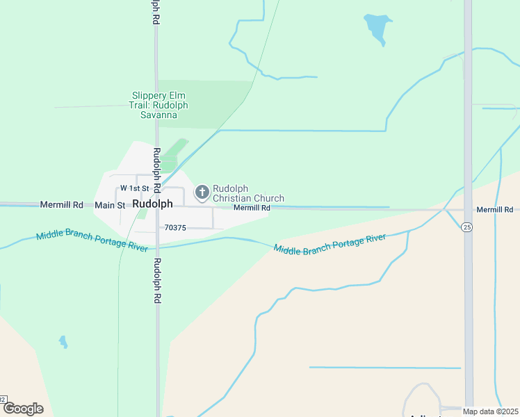 map of restaurants, bars, coffee shops, grocery stores, and more near 13721 Mermill Road in Rudolph