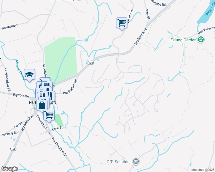 map of restaurants, bars, coffee shops, grocery stores, and more near 144 High Hill in Shelton