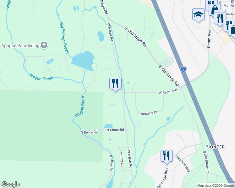 map of restaurants, bars, coffee shops, grocery stores, and more near 1108-1118 Shasta Ranch Road in Mount Shasta