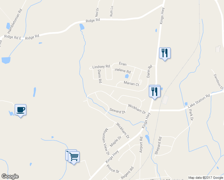 map of restaurants, bars, coffee shops, grocery stores, and more near 5 Kings Court in Warwick