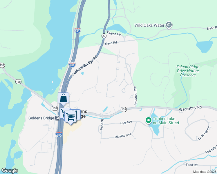 map of restaurants, bars, coffee shops, grocery stores, and more near 73 Park Road Extension in Goldens Bridge