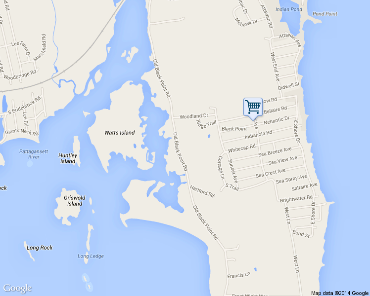 map of restaurants, bars, coffee shops, grocery stores, and more near 164 Old Black Point Road in East Lyme