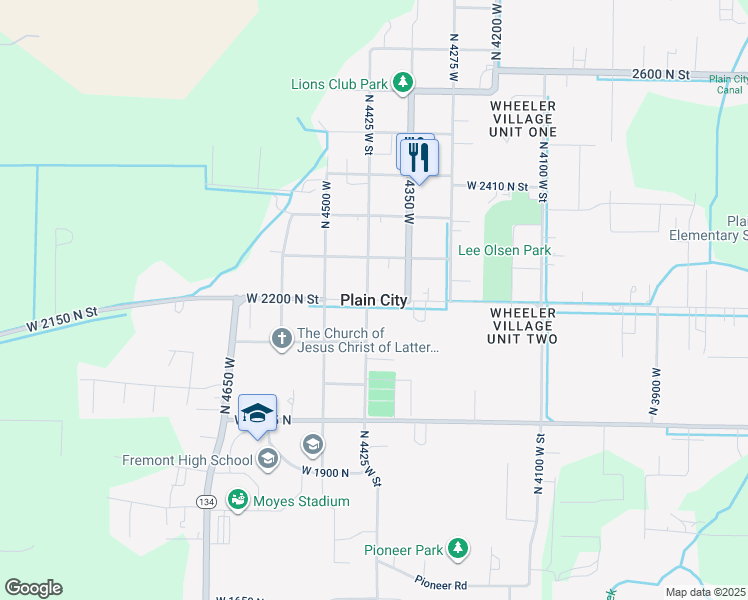 map of restaurants, bars, coffee shops, grocery stores, and more near in Plain City