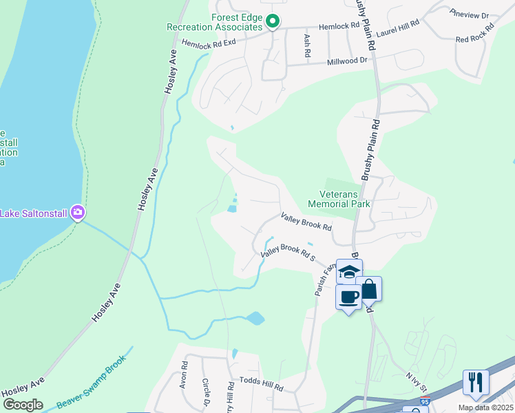 map of restaurants, bars, coffee shops, grocery stores, and more near 6 Abbie Road in Branford