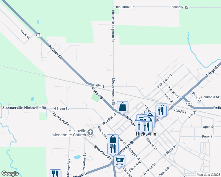 map of restaurants, bars, coffee shops, grocery stores, and more near 299 Meuse Argonne Street in Hicksville