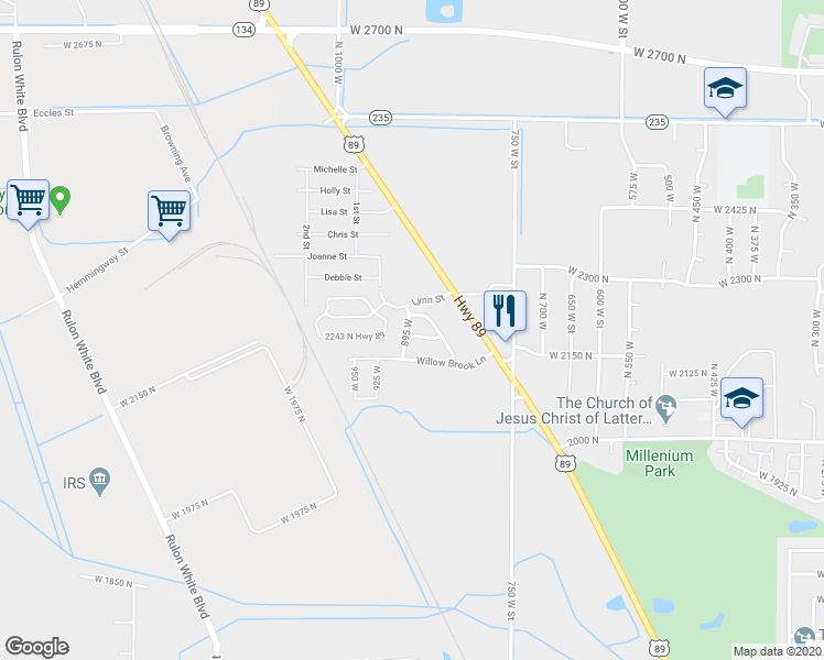 map of restaurants, bars, coffee shops, grocery stores, and more near 882 West 2150 North in Pleasant View