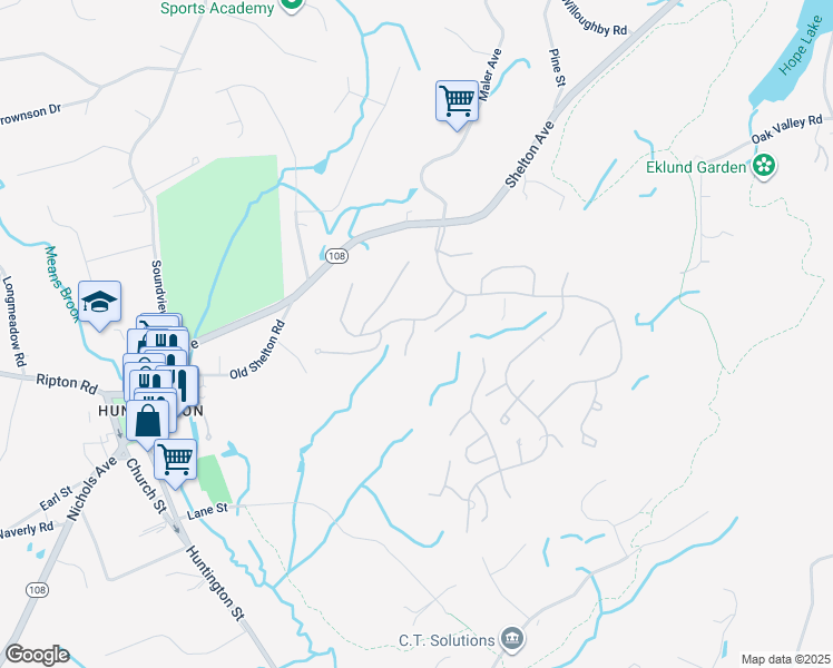 map of restaurants, bars, coffee shops, grocery stores, and more near 144 High Hill in Shelton