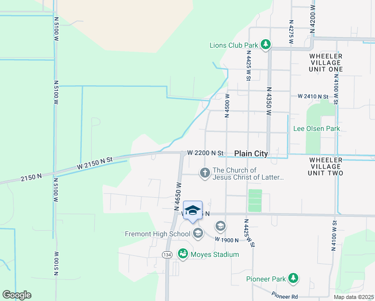 map of restaurants, bars, coffee shops, grocery stores, and more near 2180 North 4650 West in Plain City
