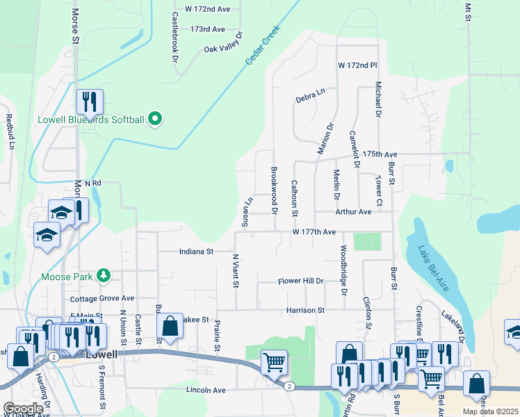 map of restaurants, bars, coffee shops, grocery stores, and more near 6236 Anne Avenue in Lowell