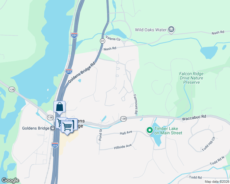 map of restaurants, bars, coffee shops, grocery stores, and more near 73 Park Road Extension in Goldens Bridge