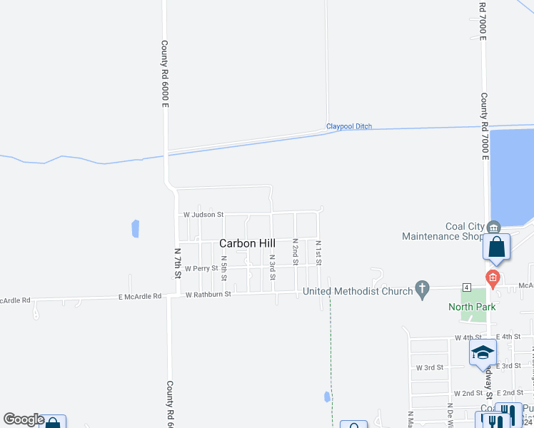 map of restaurants, bars, coffee shops, grocery stores, and more near 690 West Judson Street in Coal City