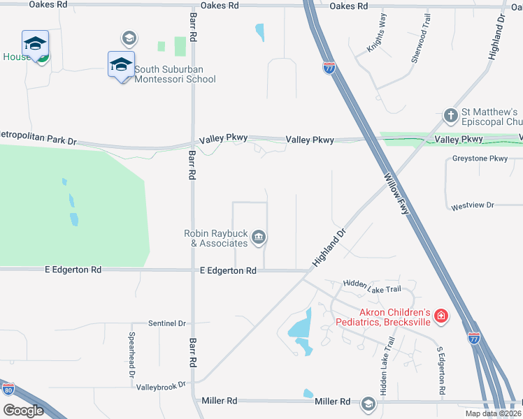 map of restaurants, bars, coffee shops, grocery stores, and more near 9715 Shenandoah Drive in Brecksville