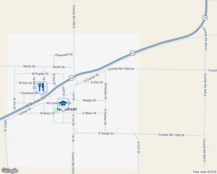 map of restaurants, bars, coffee shops, grocery stores, and more near 210 North Harlan Street in Neponset