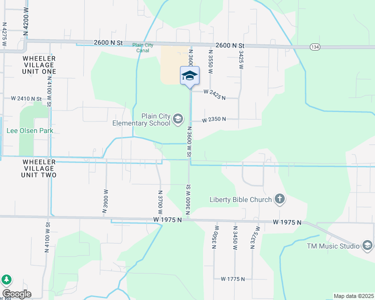 map of restaurants, bars, coffee shops, grocery stores, and more near 2233 North 3600 West Street in Plain City