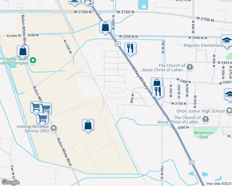 map of restaurants, bars, coffee shops, grocery stores, and more near 42 2243 North Highway 89 in Pleasant View