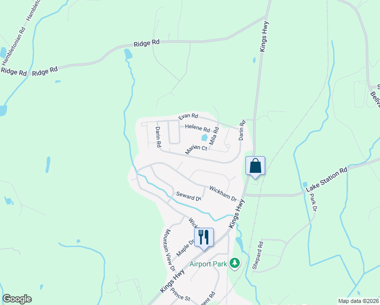 map of restaurants, bars, coffee shops, grocery stores, and more near 5 Kings Court in Warwick