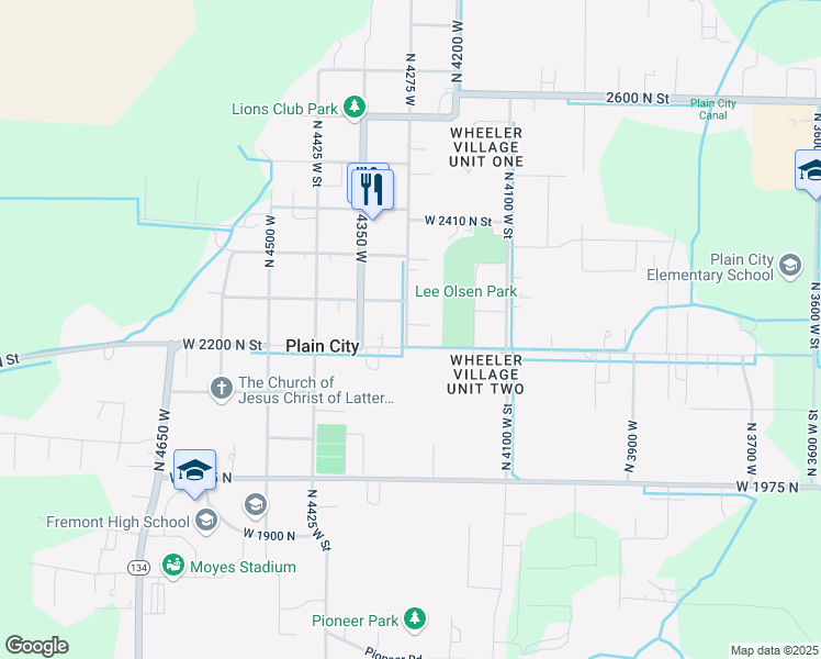 map of restaurants, bars, coffee shops, grocery stores, and more near 4286 West 2200 North Street in Plain City