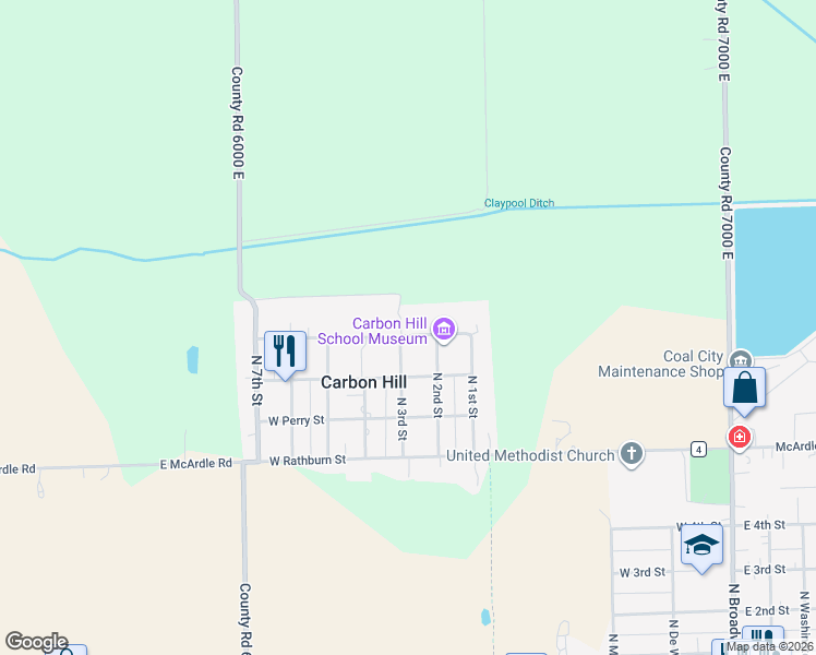 map of restaurants, bars, coffee shops, grocery stores, and more near 690 West Judson Street in Carbon Hill