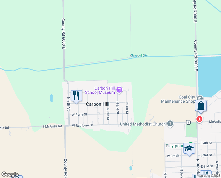 map of restaurants, bars, coffee shops, grocery stores, and more near 890 North 2nd Street in Carbon Hill