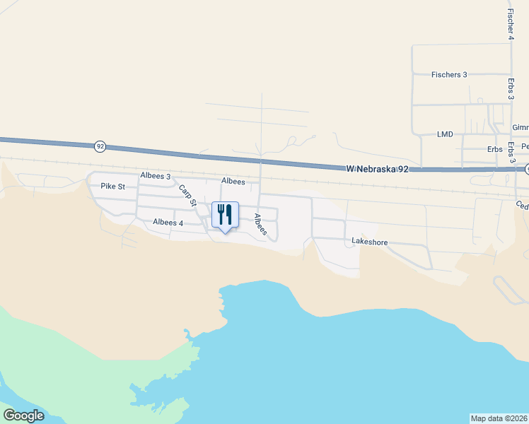 map of restaurants, bars, coffee shops, grocery stores, and more near Bass Street in Lewellen