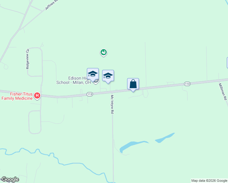 map of restaurants, bars, coffee shops, grocery stores, and more near 2603 State Route 113 East in Milan