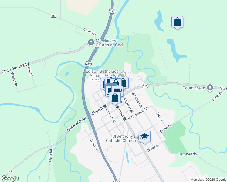 map of restaurants, bars, coffee shops, grocery stores, and more near Park Street in Milan