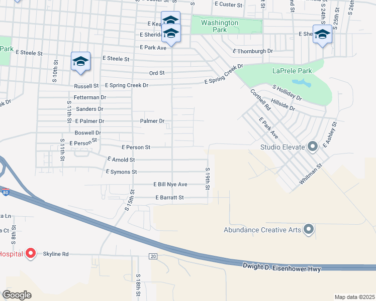 map of restaurants, bars, coffee shops, grocery stores, and more near 1700-1898 E Arnold St in Laramie